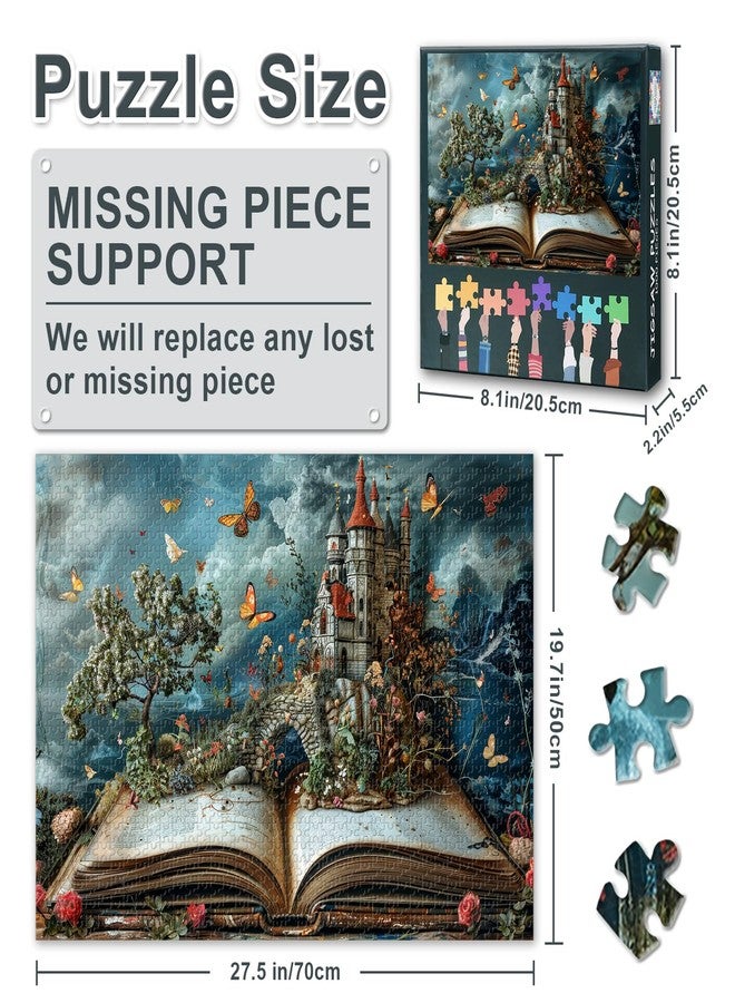 Rebotipy Jigsaw Puzzles for Adults Fantasy World Inside of The Book Puzzle Flowers Knowledge Butterfly Puzzles Castle Puzzles for Adults 1000 Pieces-Landscape Challenge Impossible Games - Image 4